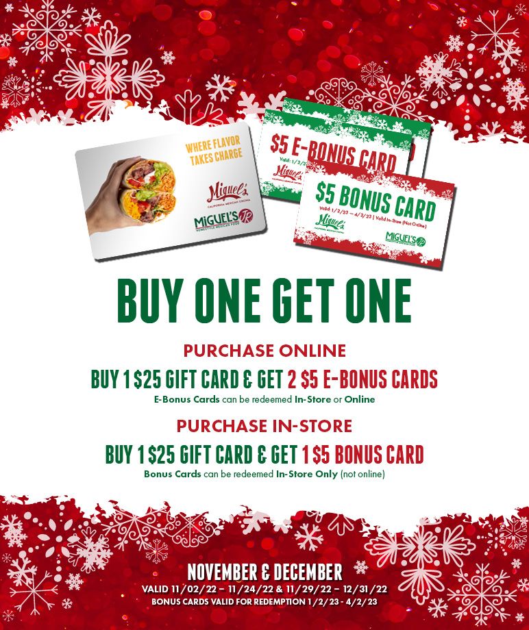 Cards Specials from Miguel's Restaurant